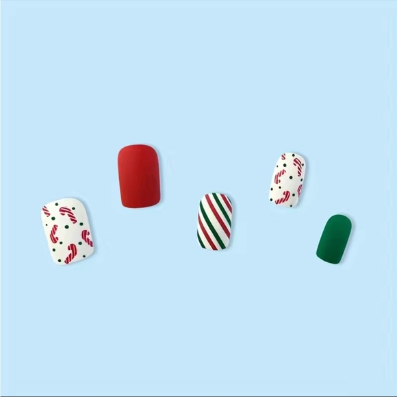 Acrylic Medium Square Tip Winter Wonderland Nails Manicure Holiday - Picture 2 of 7